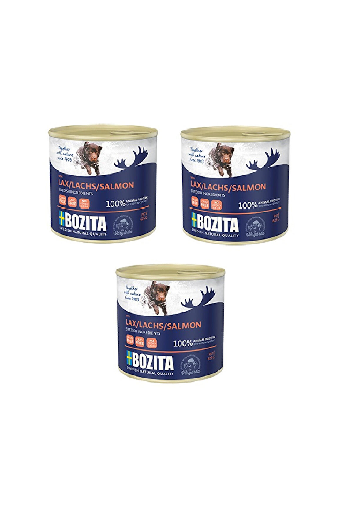 Bozita Tahılısz Somon Balıklı Köpek Konservesi 625 Gr. X 3 Adet
