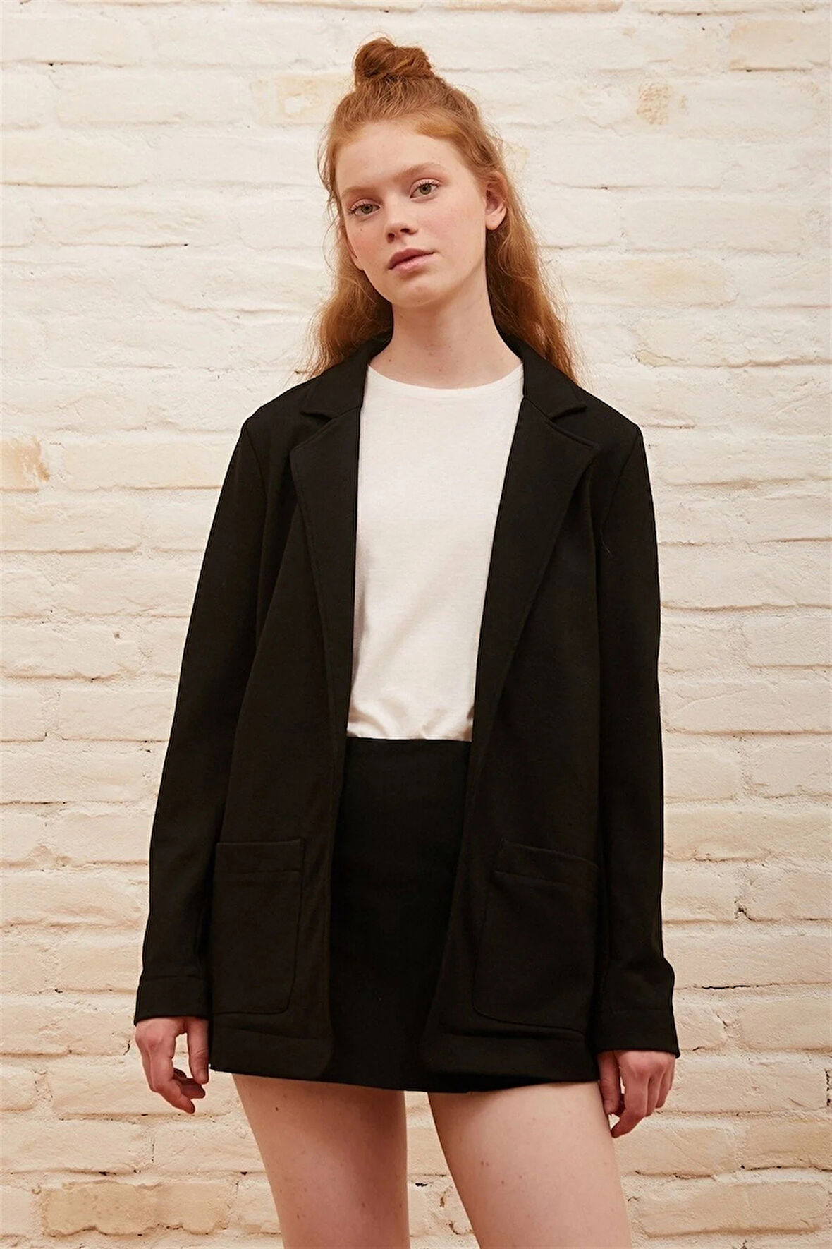 Çift Cepli Önü Açık Blazer Ceket