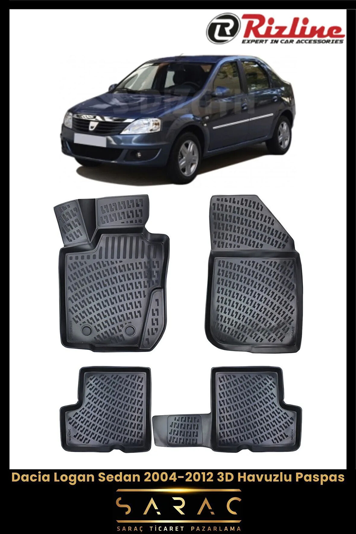 Rizline Dacia Logan Sedan 2011 Model 3D Havuzlu Paspas
