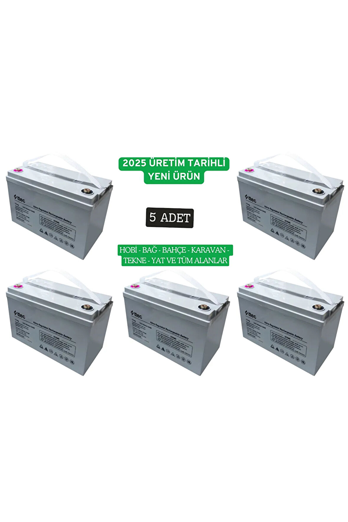 12V 100AH KARAVAN AKÜSÜ 5Lİ PAKET JEL AKÜ GÜNEŞ ENERJİ AKÜSÜ