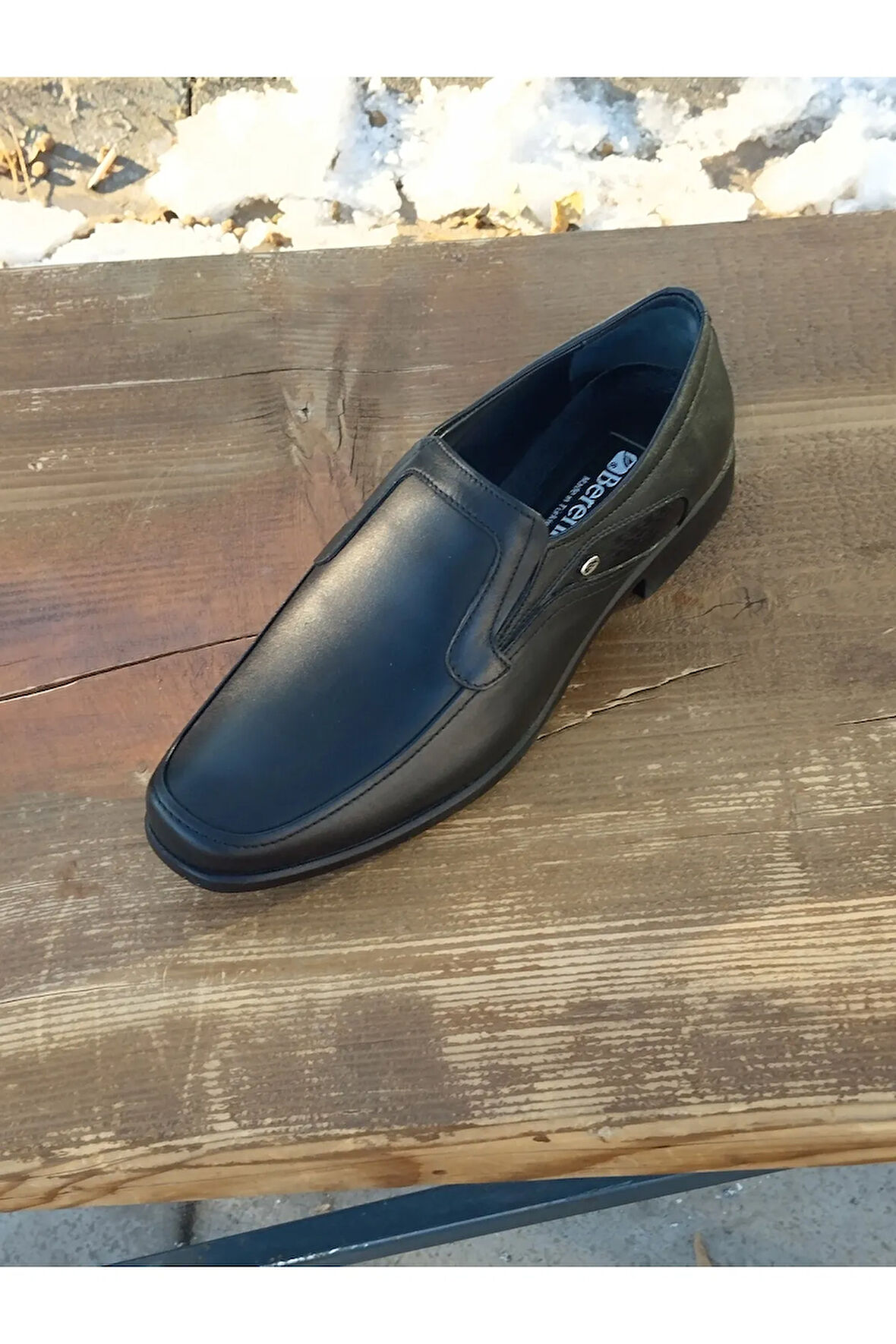 Erkek Mevsimlik Klasik Kundura Hakiki Deri  Kauççuk Taban Bağcıksız