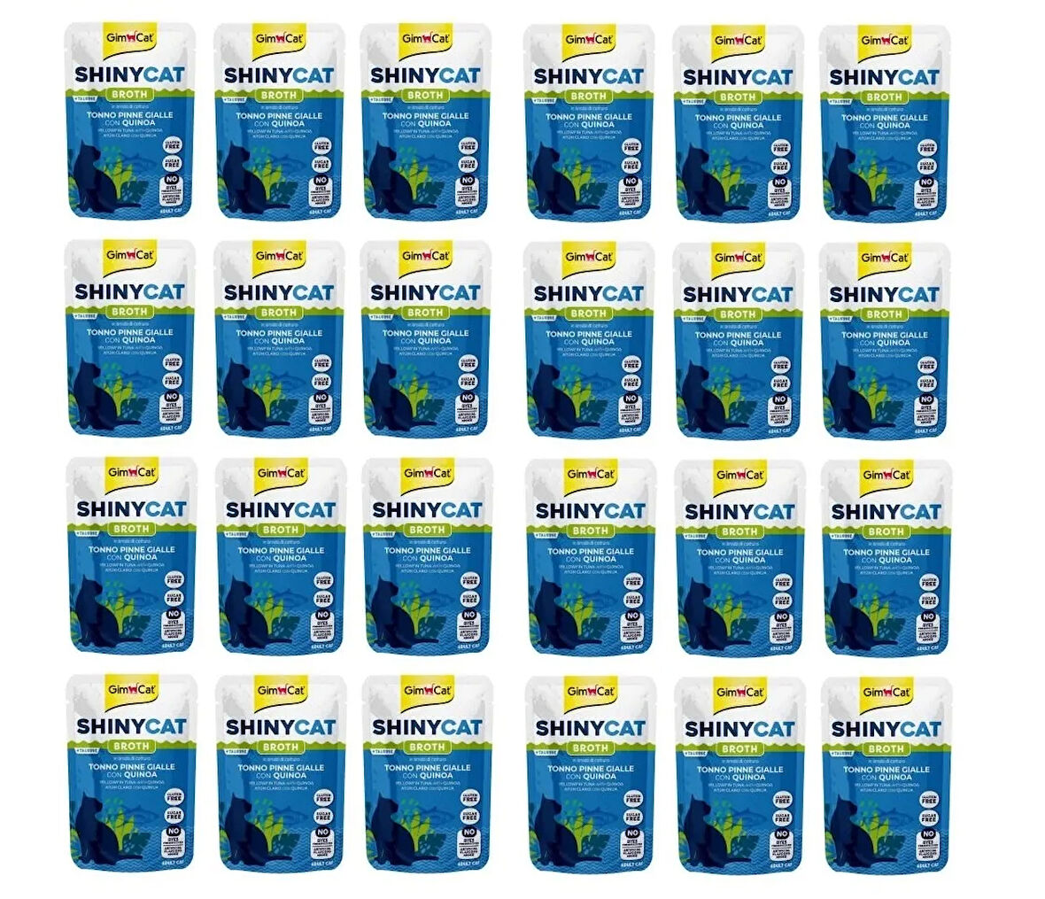 Gimcat Shinycat Pouch Sarı Yüzgeçli Ton Balıklı ve Kinoalı Kedi Yaş Mama 70 Gr. X 24 Adet
