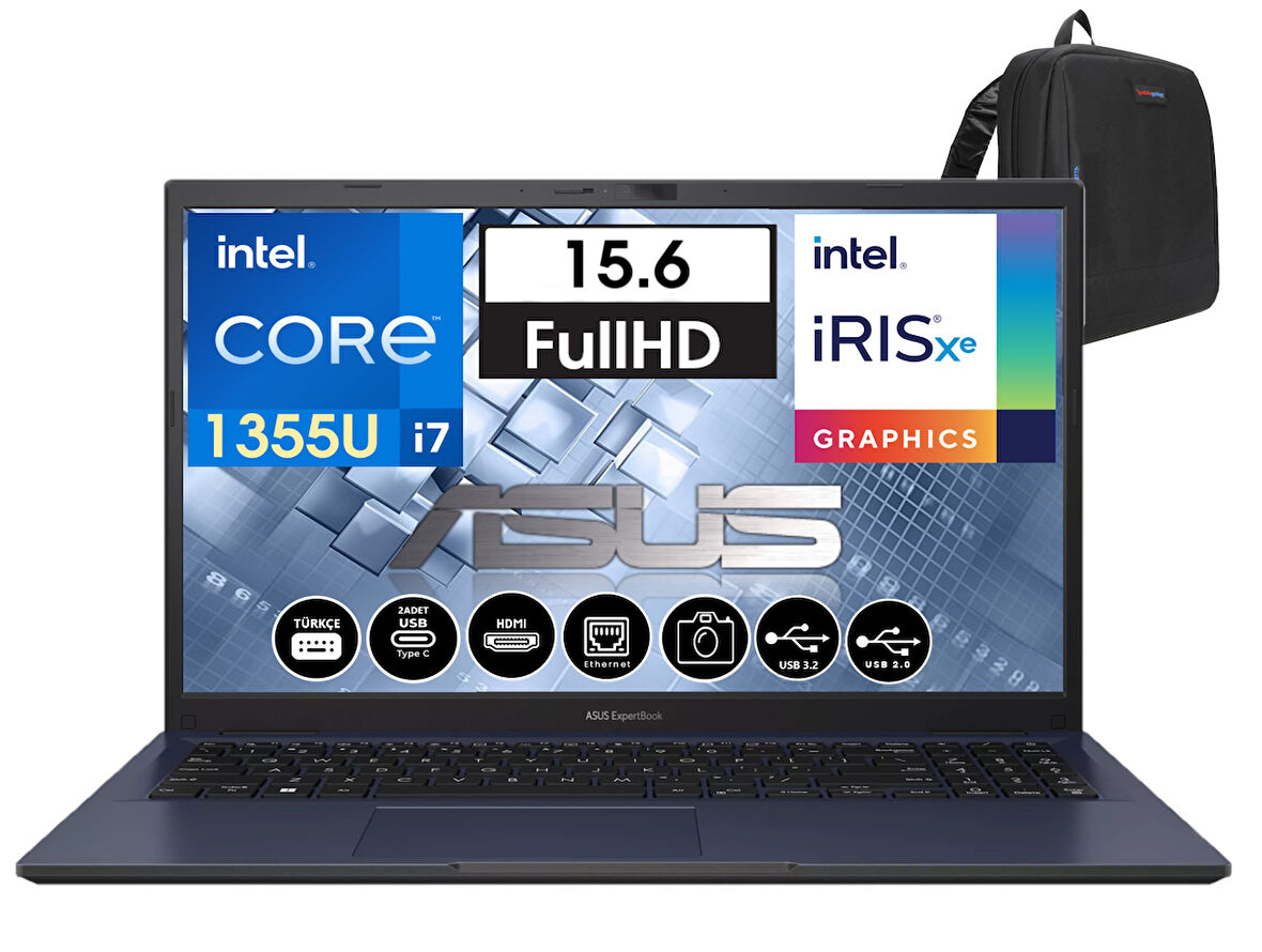 Asus Expertbook B1502CVA-I716512B1D Intel Core I7-1355U 48GB 1tb SSD 15.6 Fullhd Freedos Taşınabilir Bilgisayar I716512B1D18+WEBLEGELSINÇANTA