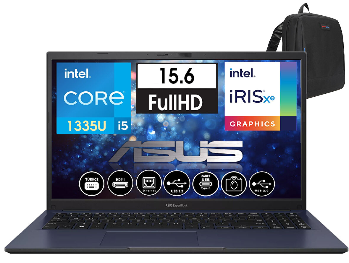 Asus Expertbook B1502CVA-I58512B1DH Intel Core I5 1335U 16GB 512GB SSD 15.6 Fullhd WINDOWS11HOME Taşınabilir Bilgisayar I58512B1DH07+WEBLEGELSINÇANTA