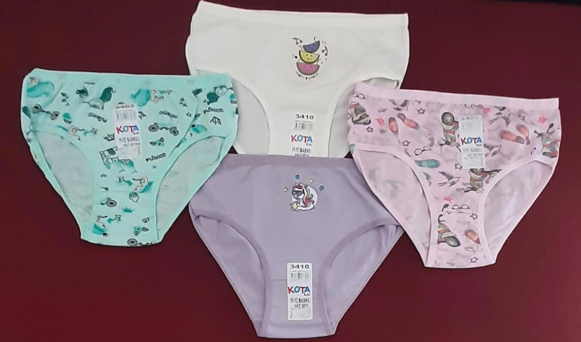Kız Çocuk Slip Külot Paket İçeriği 4 Adet 