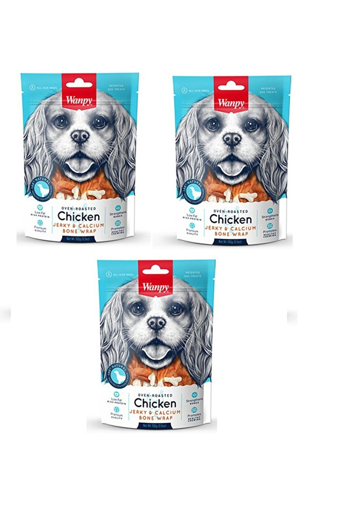 Wanpy Tavuk Sargılı Kalsiyum Kemik Köpek Ödülü 100 Gr. X 3 Adet