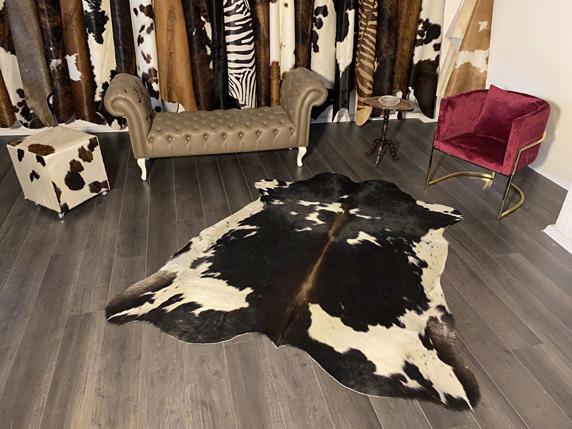 HAKİKİ DERİ DANA POSTU SİYAH - BEYAZ 185 x 210 - 0701000050