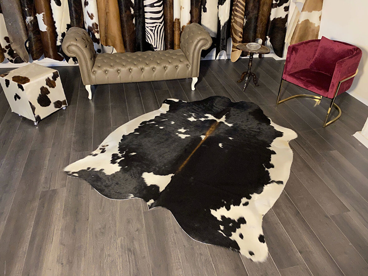 HAKİKİ DERİ DANA POSTU SİYAH - BEYAZ 175 x 210 - 0701000062