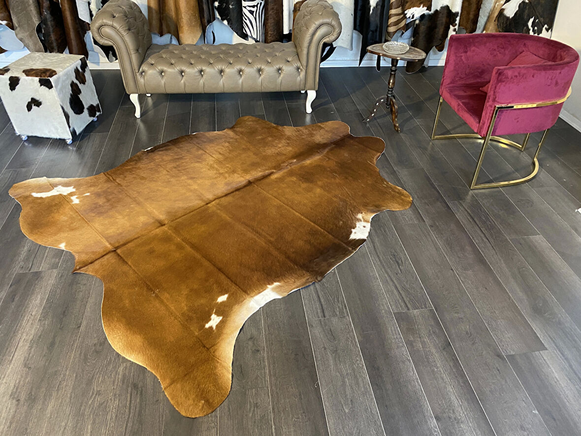 HAKİKİ DERİ DANA POSTU KAHVE - BEYAZ 200 x 225 - 0801000114