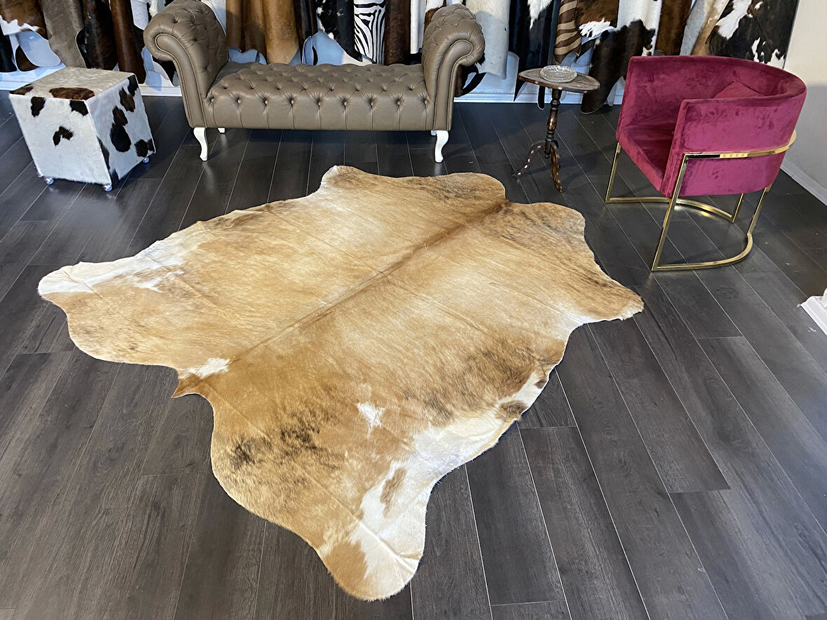 HAKİKİ DERİ DANA POSTU KAHVE - BEYAZ 200 x 220 - 0801000121