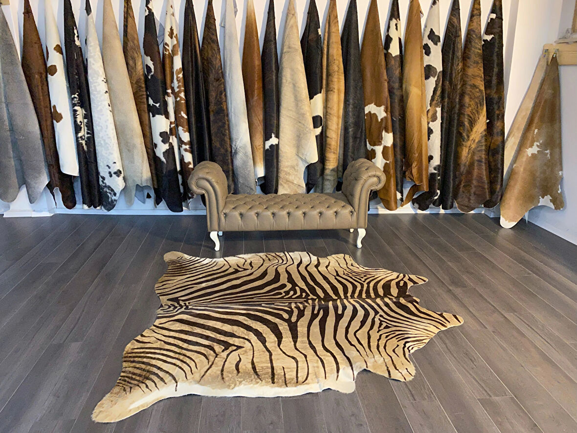 HAKİKİ DERİ DANA POSTU KAHVE ZEBRA 205 x 220 - 1101000007
