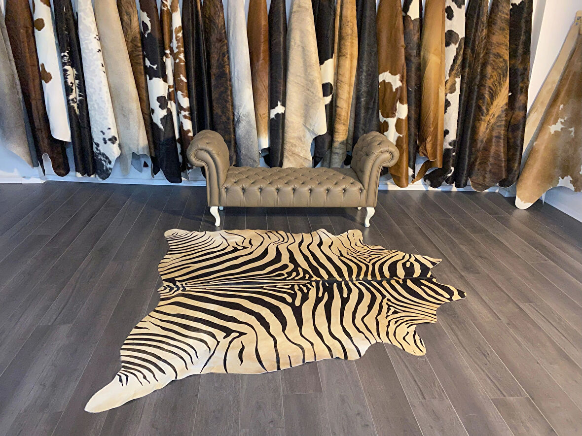 HAKİKİ DERİ DANA POSTU KAHVE ZEBRA 190 x 220 - 1101000015
