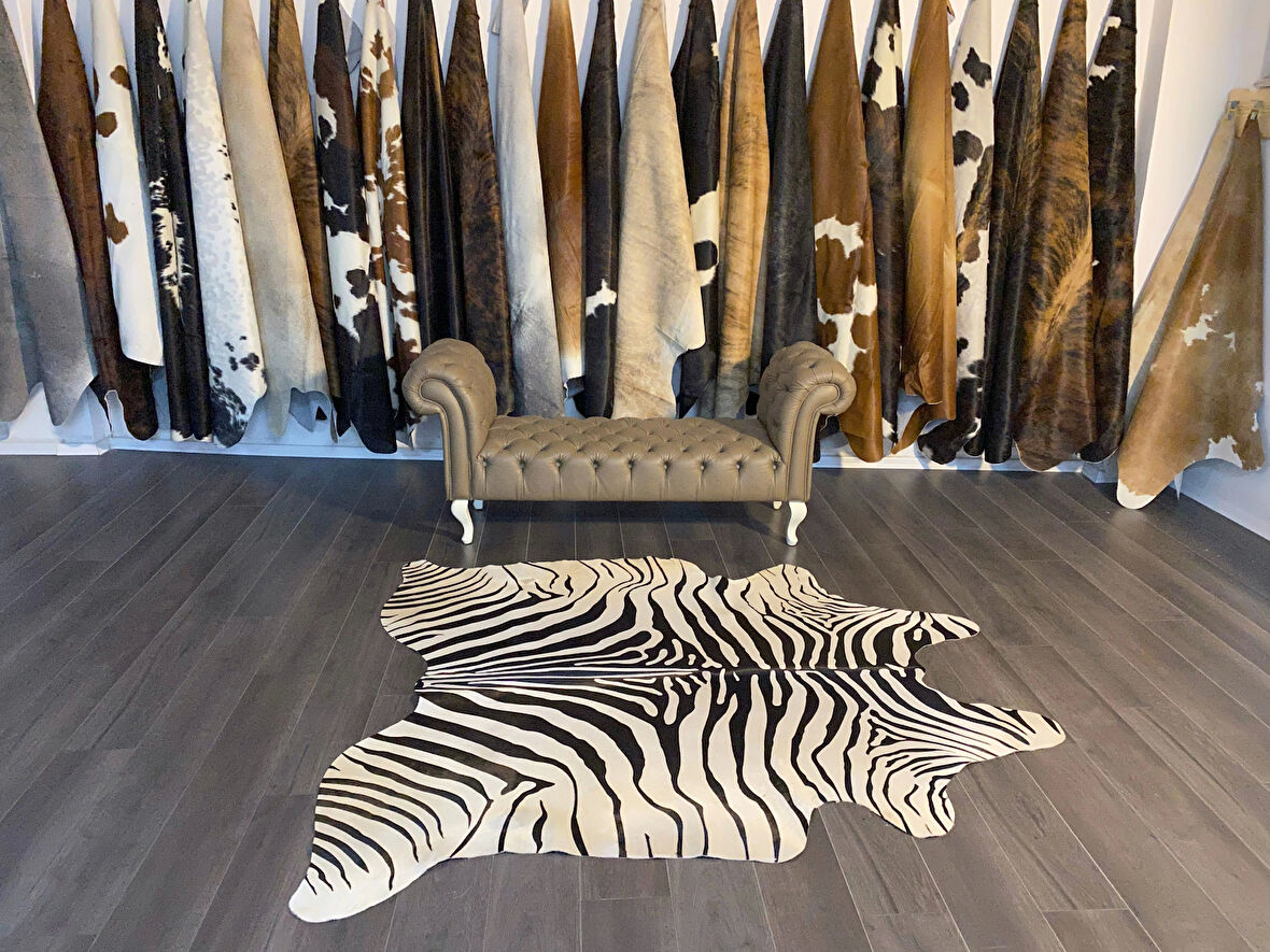 HAKİKİ DERİ DANA POSTU BEYAZ ZEBRA 180 x 200 - 1201000008