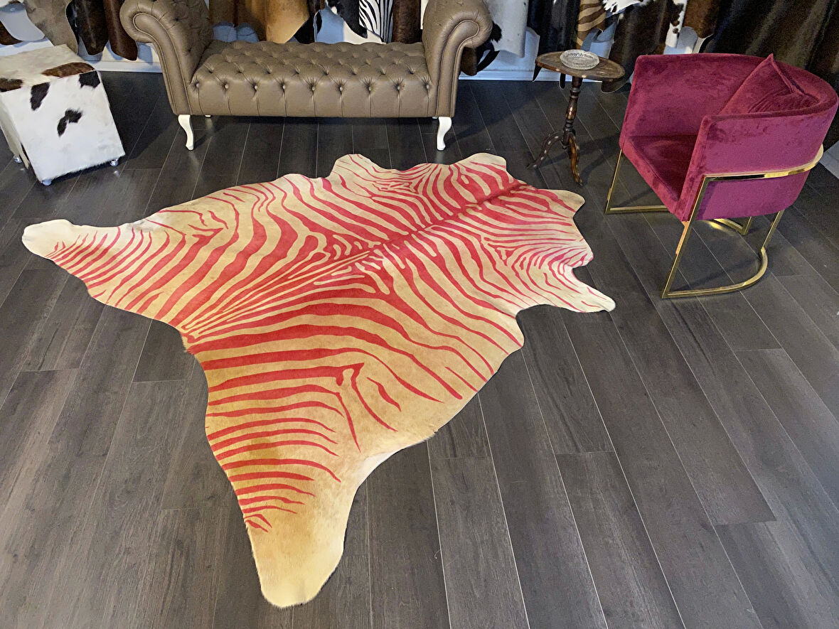 HAKİKİ DERİ DANA POSTU PEMBE BASKILI ZEBRA 215 x 230 - 1401000021