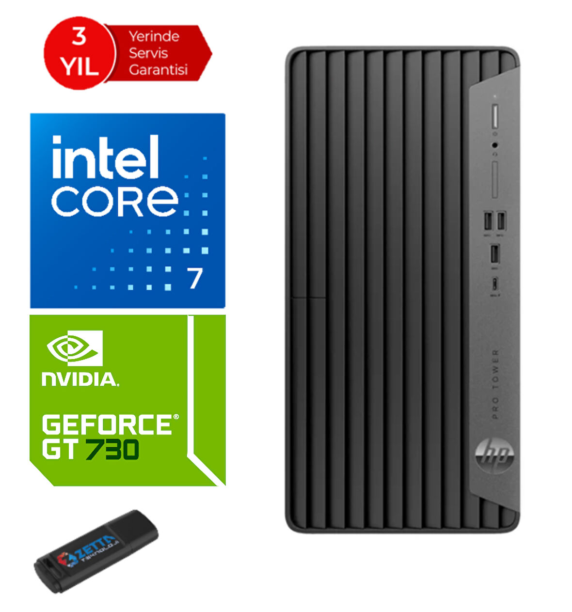 Hp 400 Pro G9 Intel Core I7-13700 8gb 4tb SSD Freedos 4GB/GT730 Masaüstü Bilgisayar NV6U4T6EAF05+ZETTAUSBBELLEK