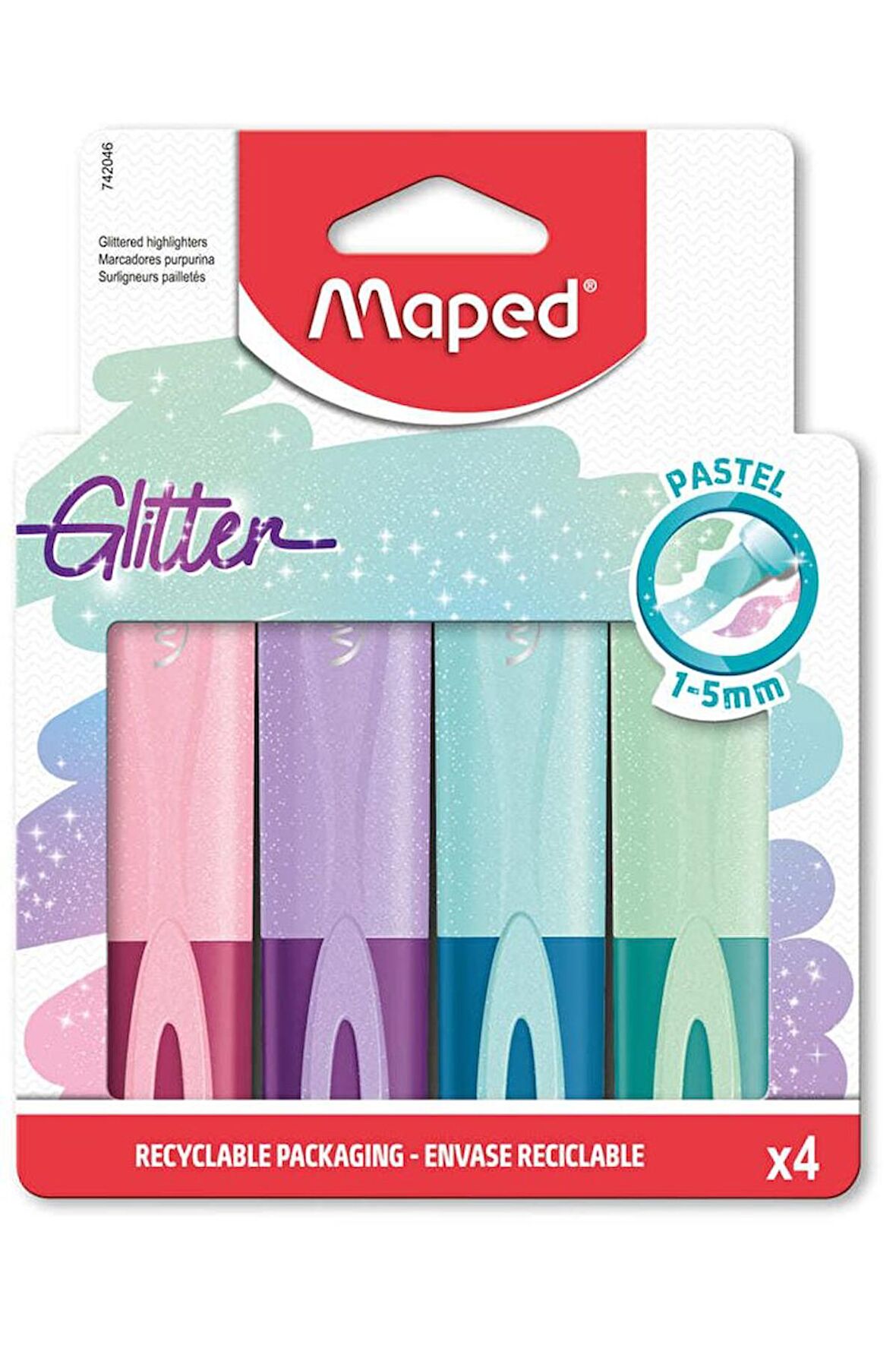 Fosforlu Kalem Glitter Pastel Kesik Uçlu 1-5mm 4 Renk 3154147420461