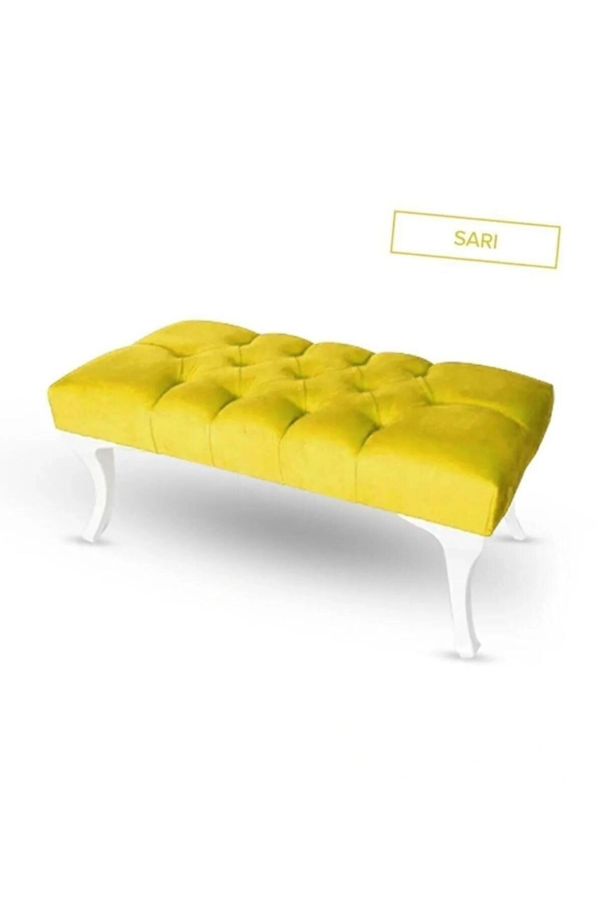 Kapitoneli Kapıönü Ayak Ucu Bench Puf Makyaj Koltuğu– 90 x 40 cm - Sarı