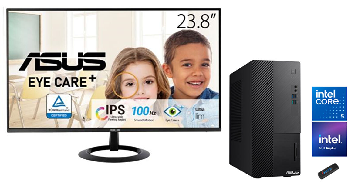 Asus WS500ME238-5135000020 Intel Core I5 13500 64GB 4tb SSD 23.8"100Hz Monitör Freedos Masaüstü Bilgisayar WS500ME238F25+ZETTAUSBBELLEK