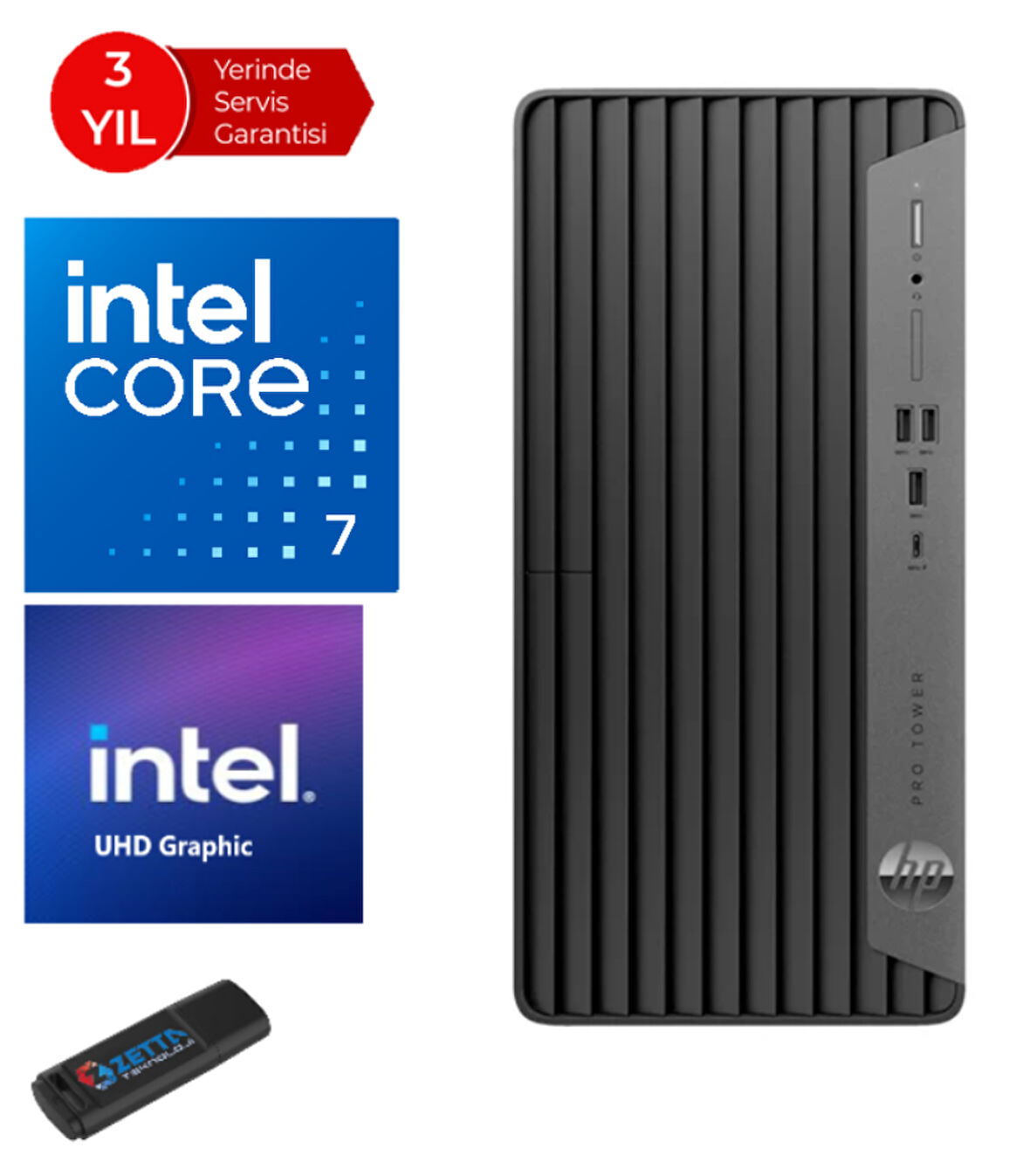 Hp 400 Pro G9 Intel Core I7-13700 16GB 4tb SSD WINDOWS11PRO Masaüstü Bilgisayar W6U4T6EAW10+ZETTAUSBBELLEK