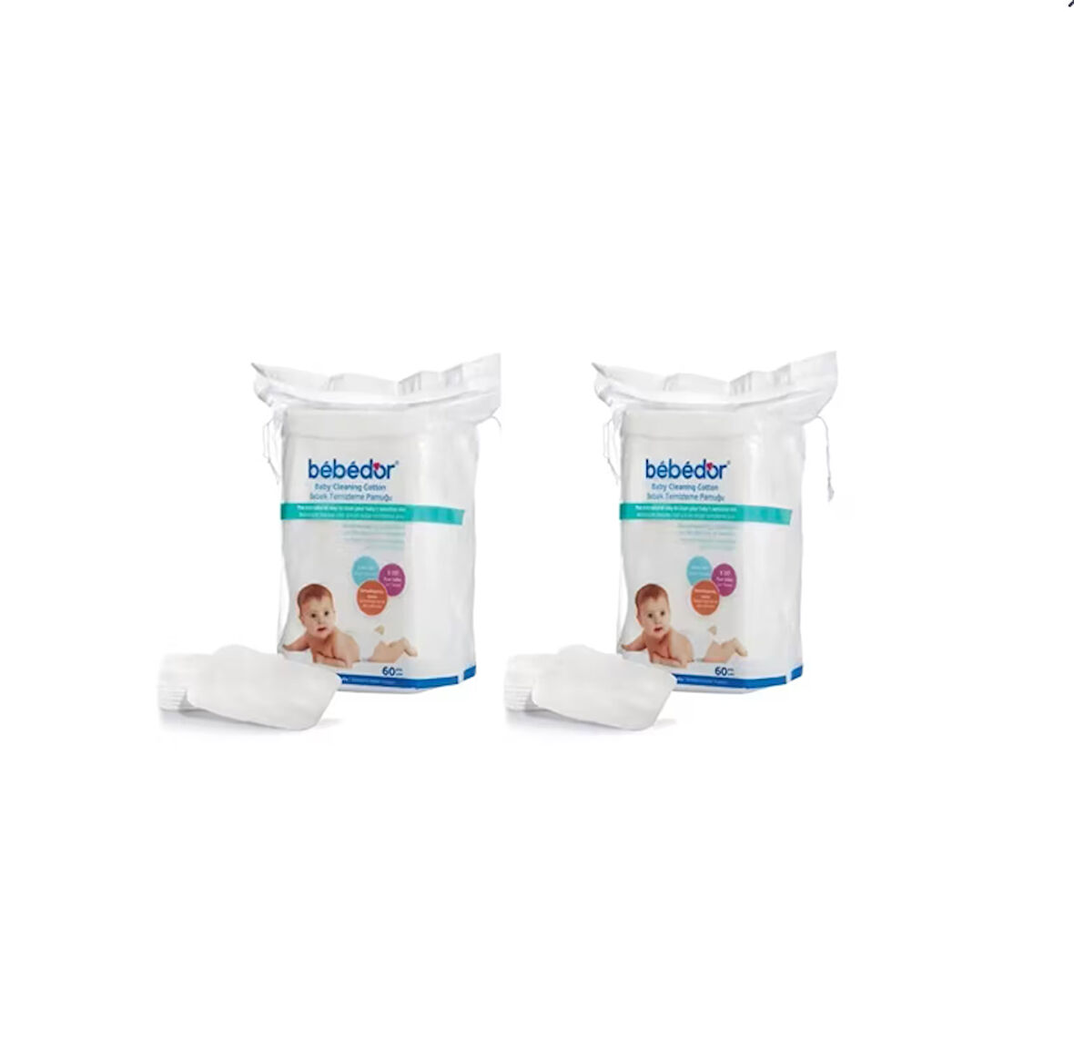 BEBEDOR BEBEK TEMİZLEME PAMUĞU 60 LI X 2 Adet