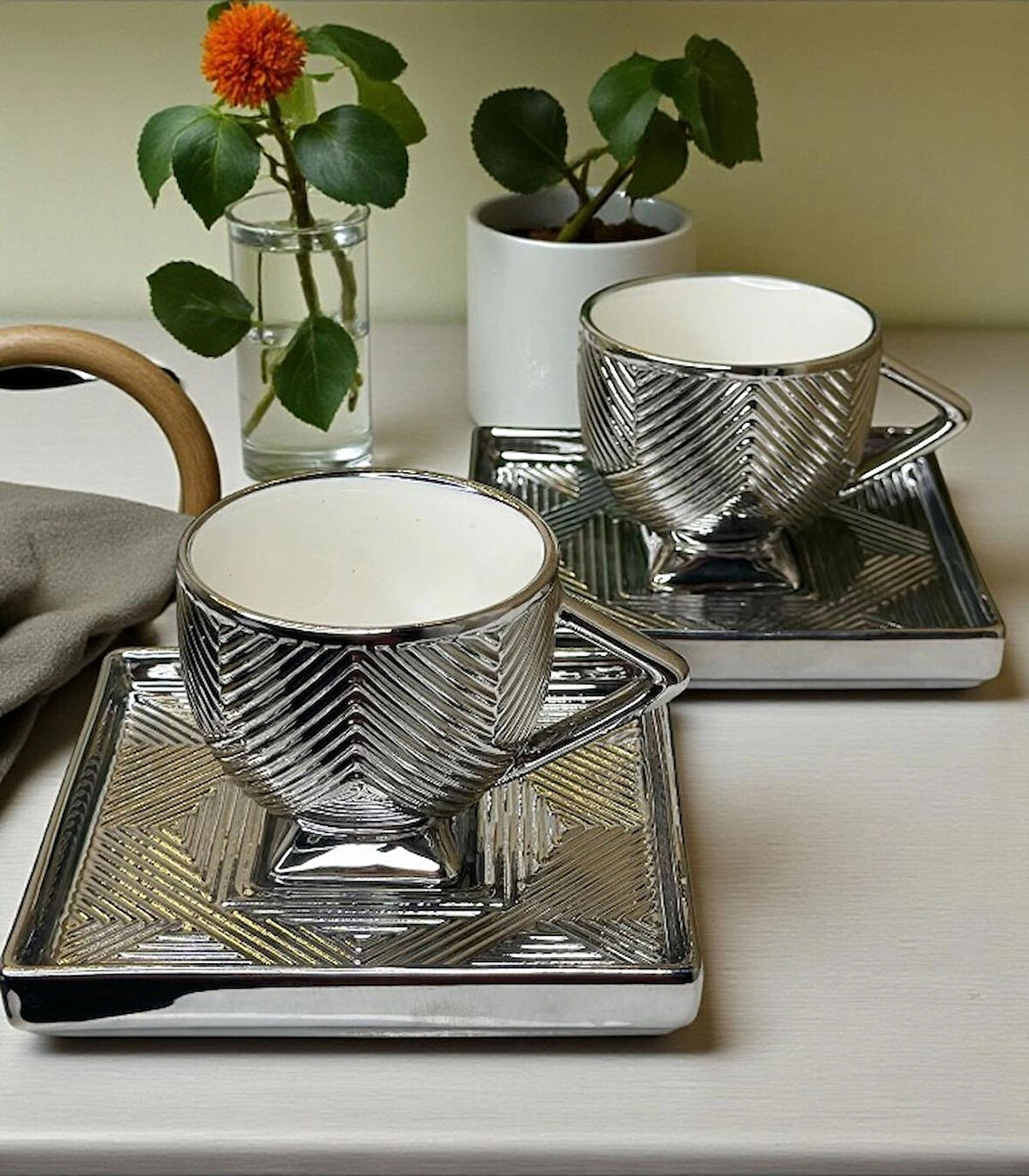 KRD Art Deco 2 Kişilik Kahve Fincan Takımı 80 ml Klasik 