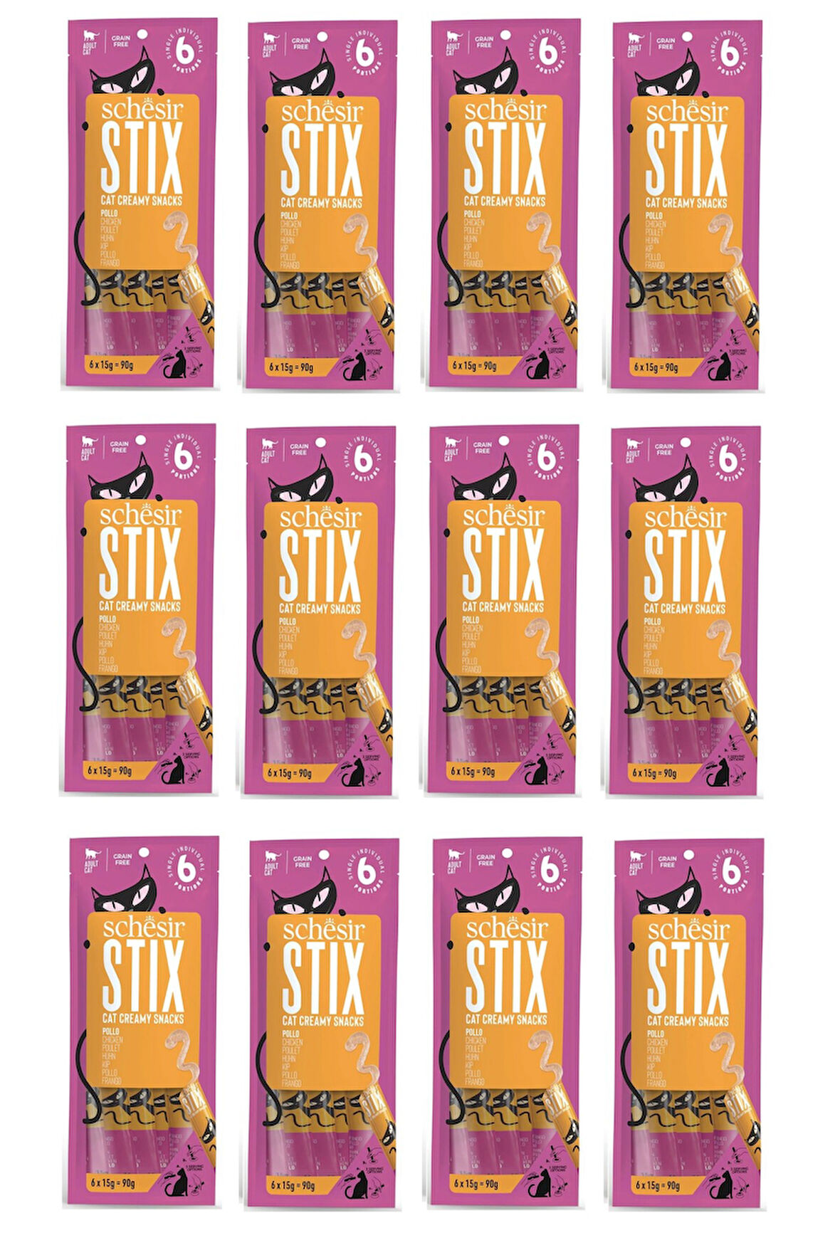 Schesir Stix Tavuklu Krema Kedi Sıvı Ödülü 6 X 15 Gr. 12 Li Paket