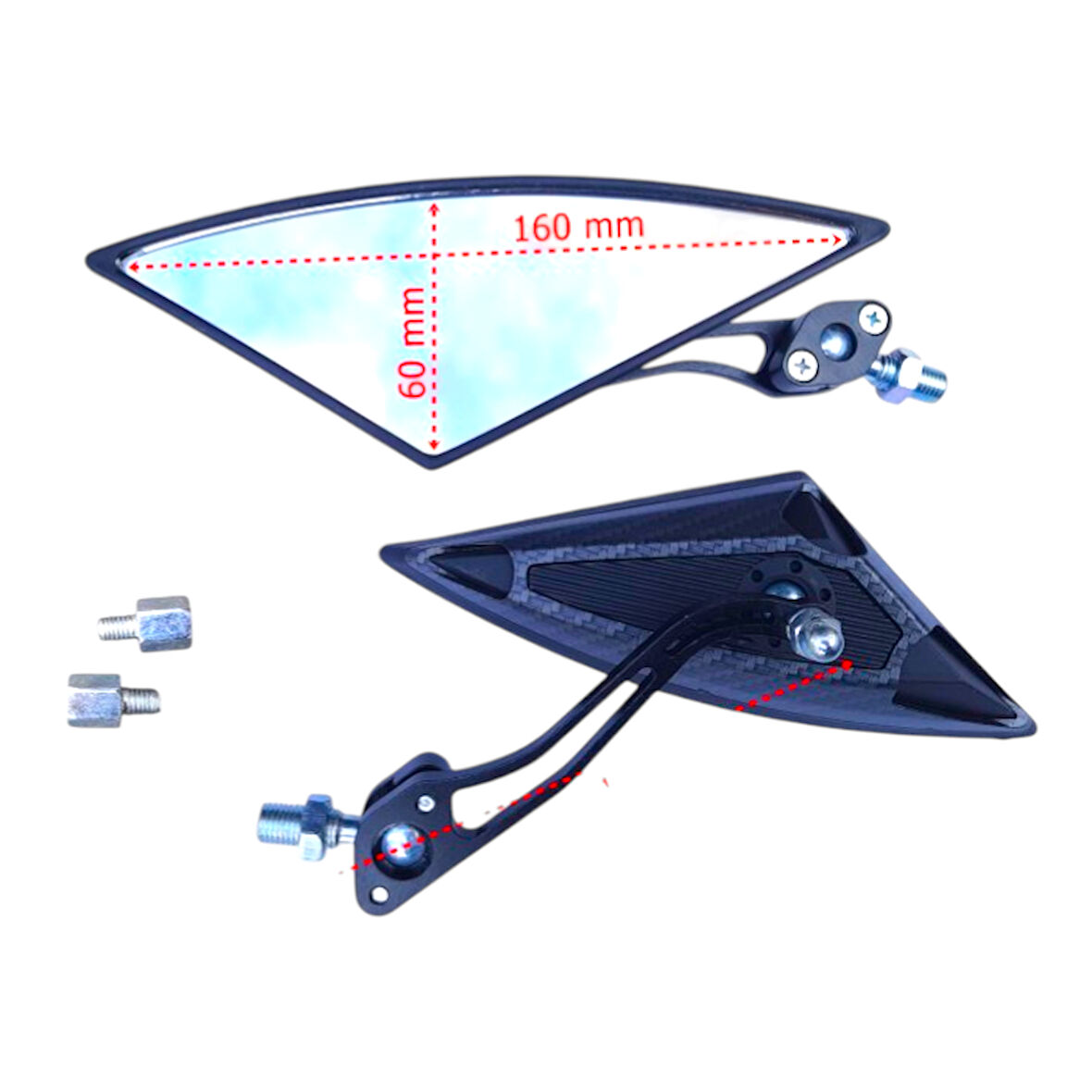 Motobir Ayna Takımı Karbon 8mm-10mm Üçgen Modifiye Universal