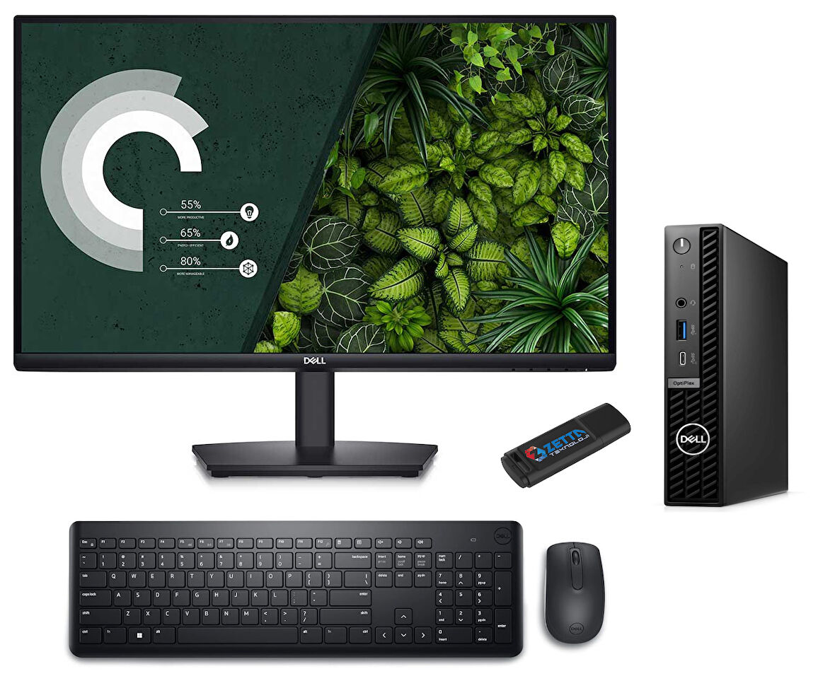 Dell Pc Optıplex 7020MFF Intel Core I5-14500T 8gb Ddr5 512GB SSD WINDOWS11HOME 21.5 Fullhd Mon. Masaüstü Bilgisayar AN007O7020MFF32+ZETTAUSBBELLEK