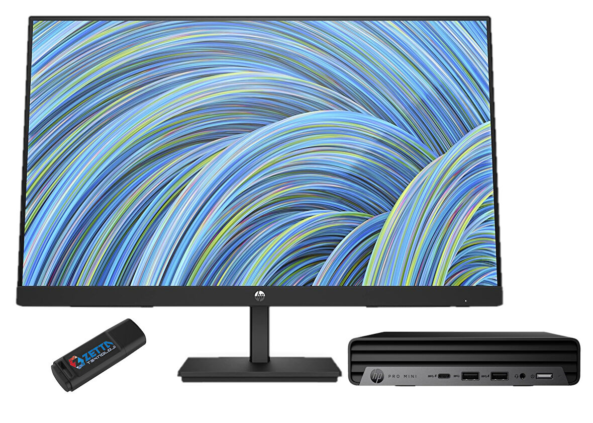 Hp Pro Mini 400 G9 Intel Core İ7-14700T 8gb Ddr5 2tb SSD WINDOWS11PRO 23.8 Fhd Monitör Mini Masaüstü Bilgisayar W9H6W3ET64+ZETTAUSBBELLEK
