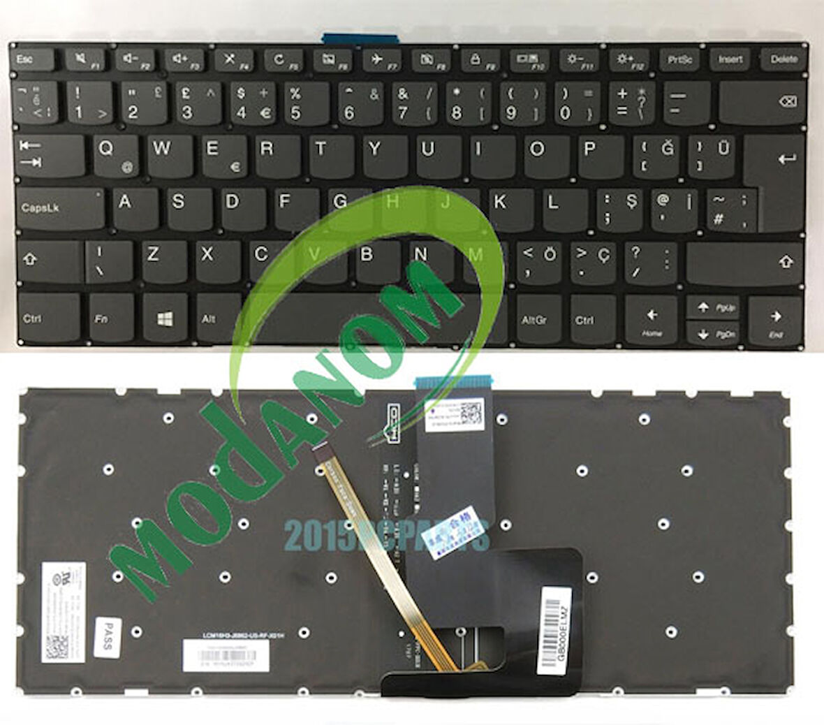 Lenovo IdeaPad 530S-14IKB Klavye Siyah Türkçe Işıklı