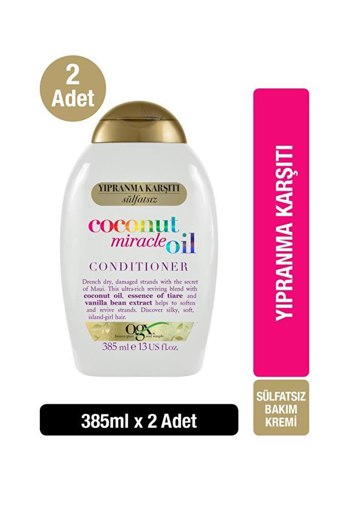 Ogx Yıpranma Karşıtı Coconut Miracle Oil Sülfatsız Bakım Kremi 385 ml X2