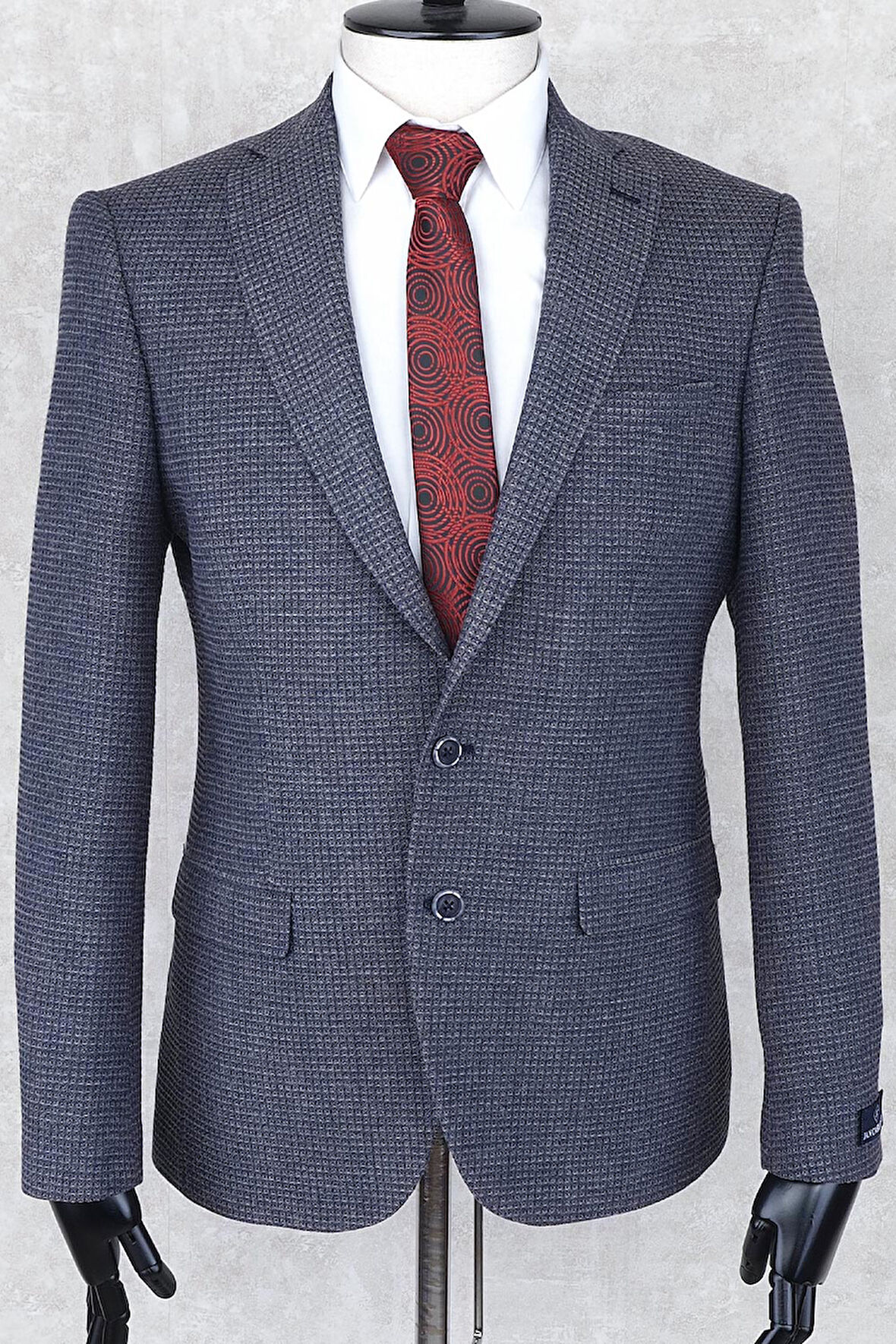 JAN CARLUCCİ Yünlü Erkek Regular Fit Mono Yaka Lacivert Drop 6 Tek Ceket