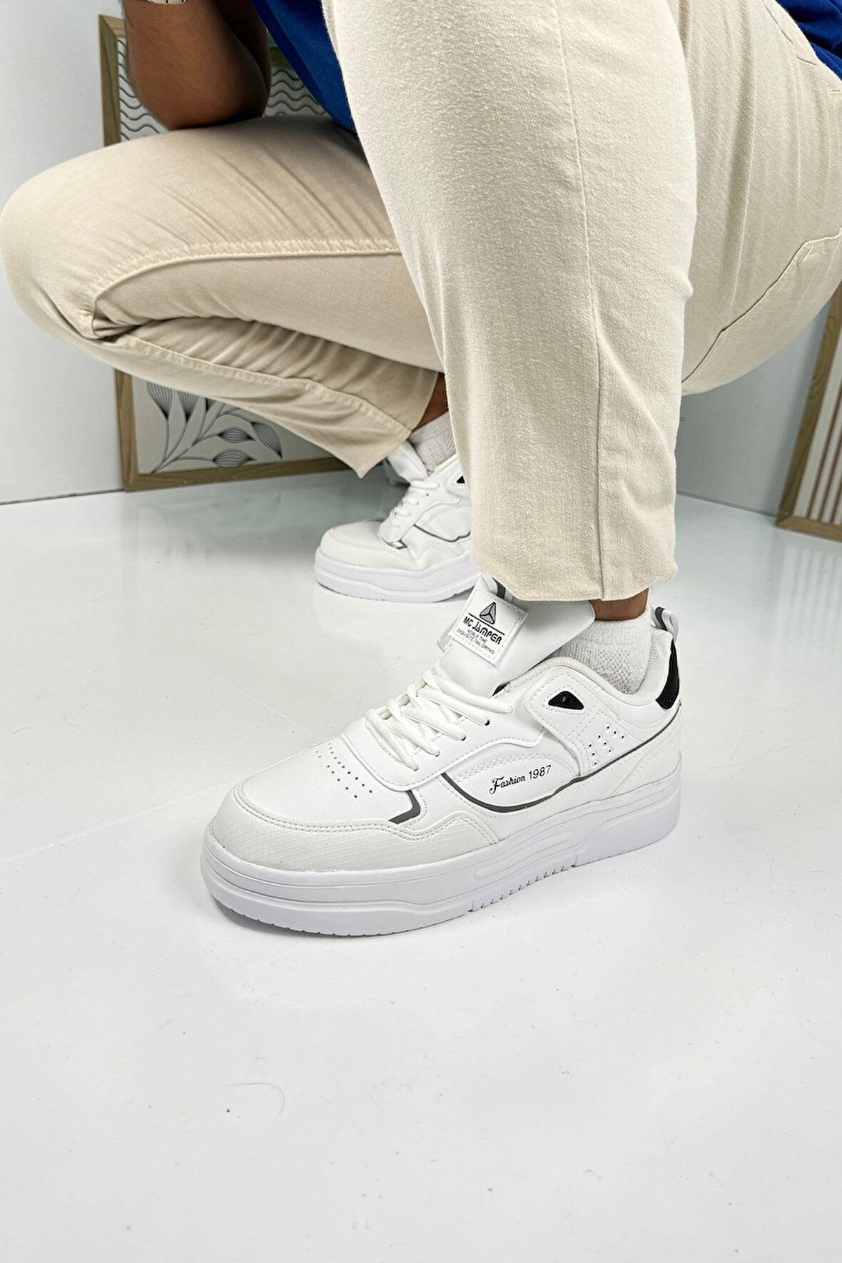 Günlük Erkek Sneaker Bağcıklı Kalın Desenli Tabanlı Oval Burunlu Bilek Destekli Spor Ayakkabı 2282