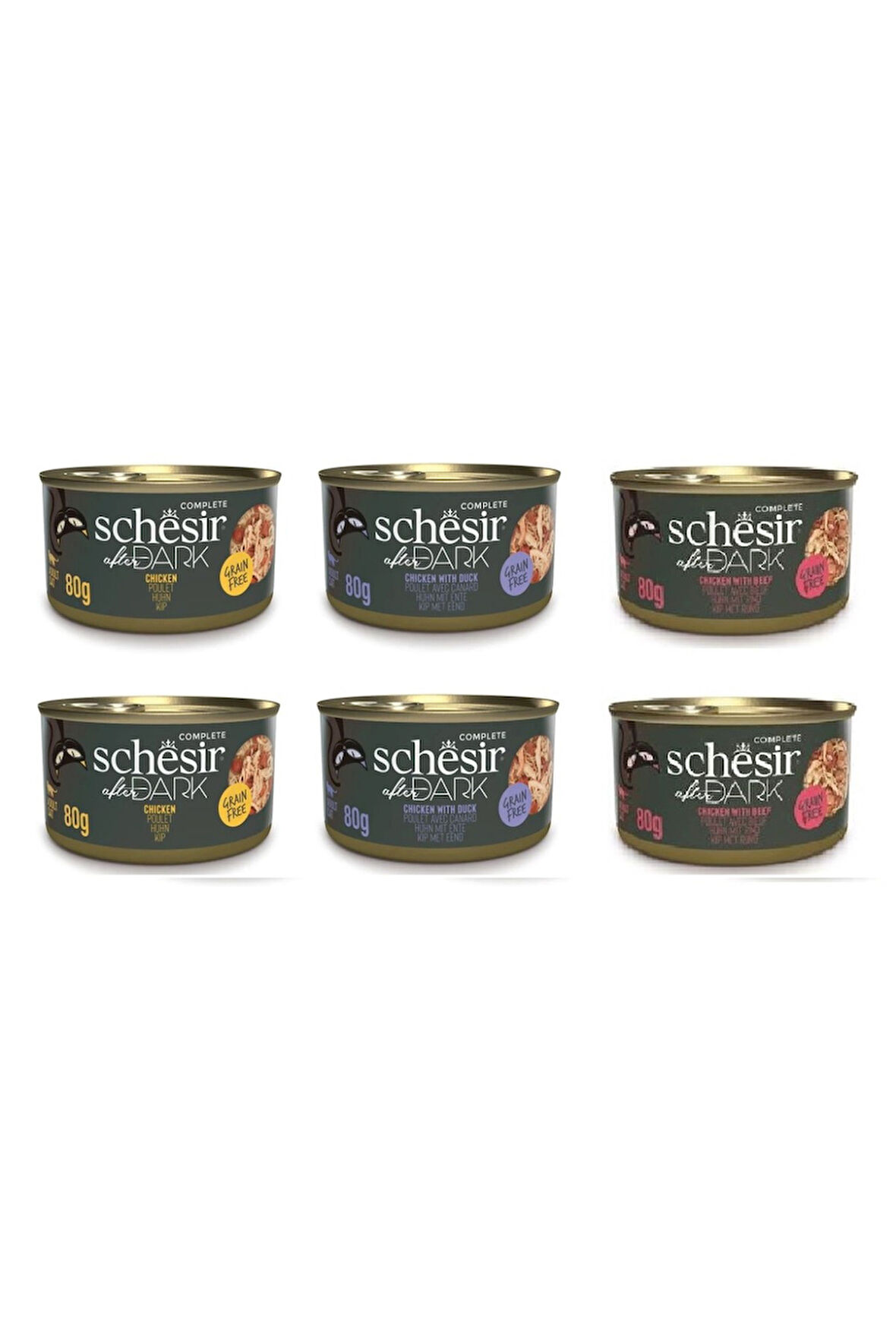 Schesir After Dark Parça Etli 3 Çeşit Karma Kedi Konserve 80 Gr. X 6 Adet