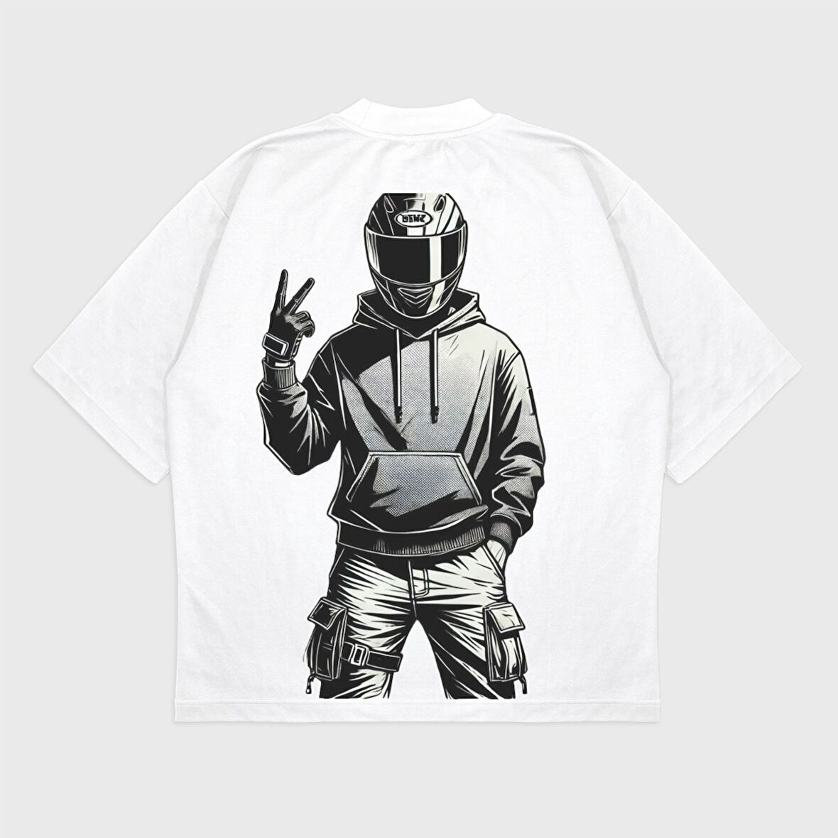 Oversize 'Duruş' Baskılı T-Shırt