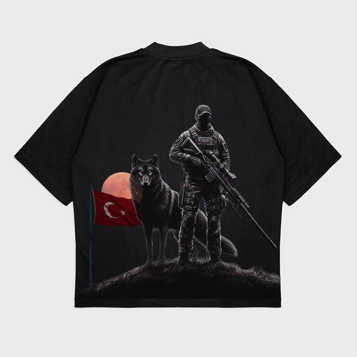 Oversize 'Güç' Baskılı T-Shırt