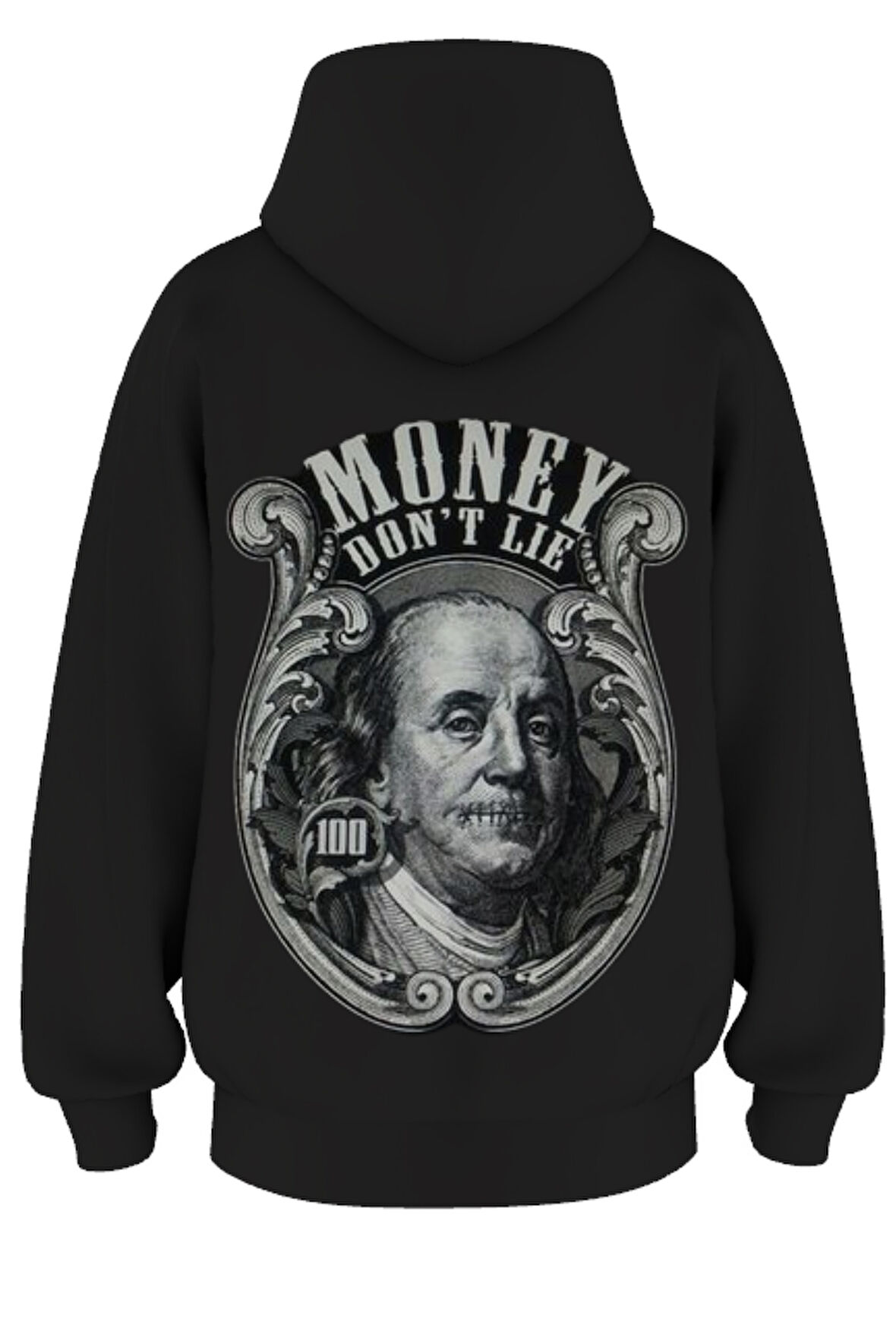 Oversize 'Money Don't lıe' Baskılı Kapşonlu Hoodie Sweatshirt