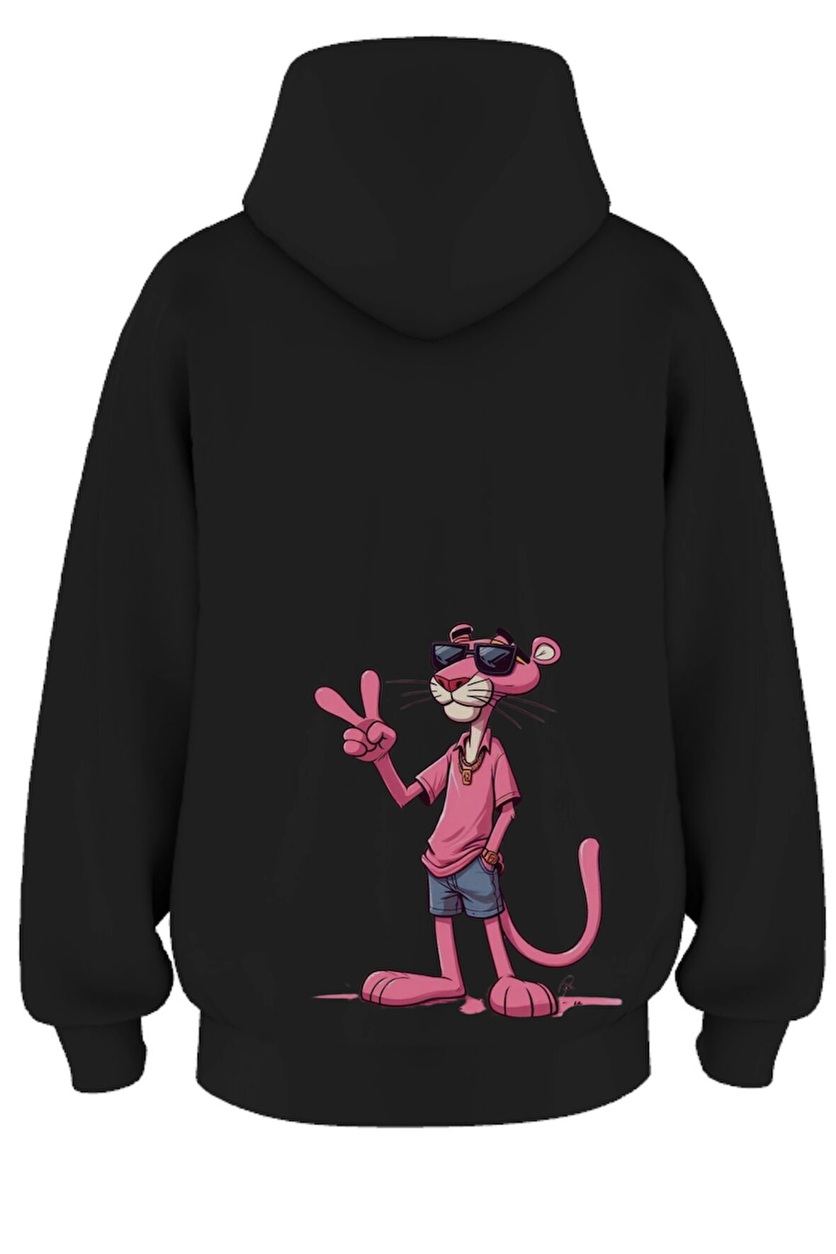 Oversize 'Pink Panther' Baskılı Kapşonlu Hoodie Sweatshirt