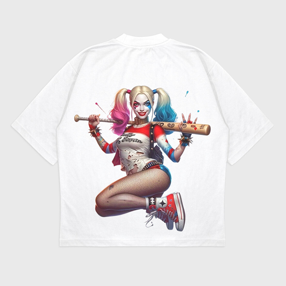 Oversize 'Harley Quinn' Baskılı T-Shırt