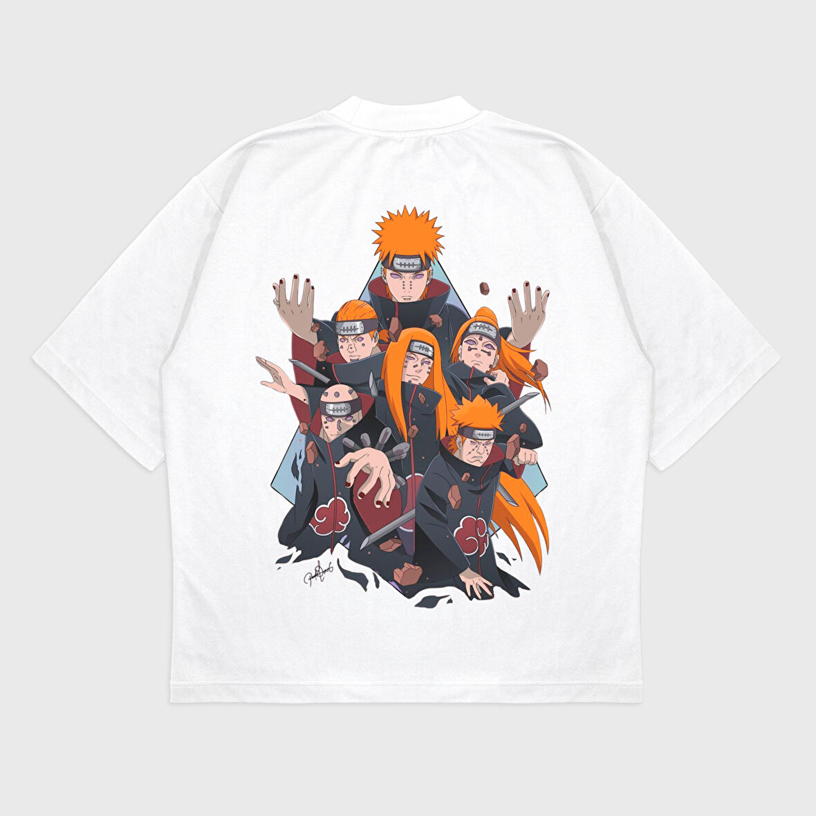 Oversize 'Naruto' Baskılı T-Shırt