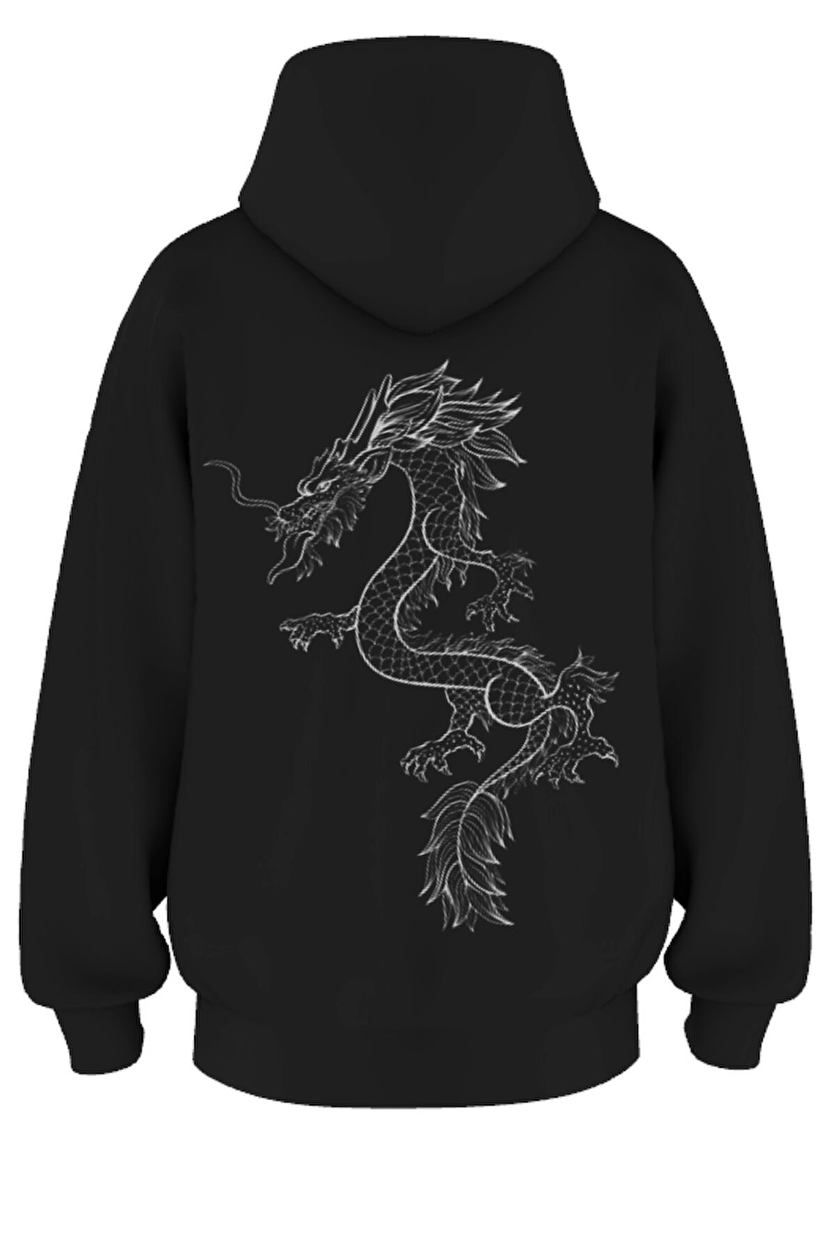 Oversize 'Fıre Snake' Baskılı Kapşonlu Hoodie Sweatshirt