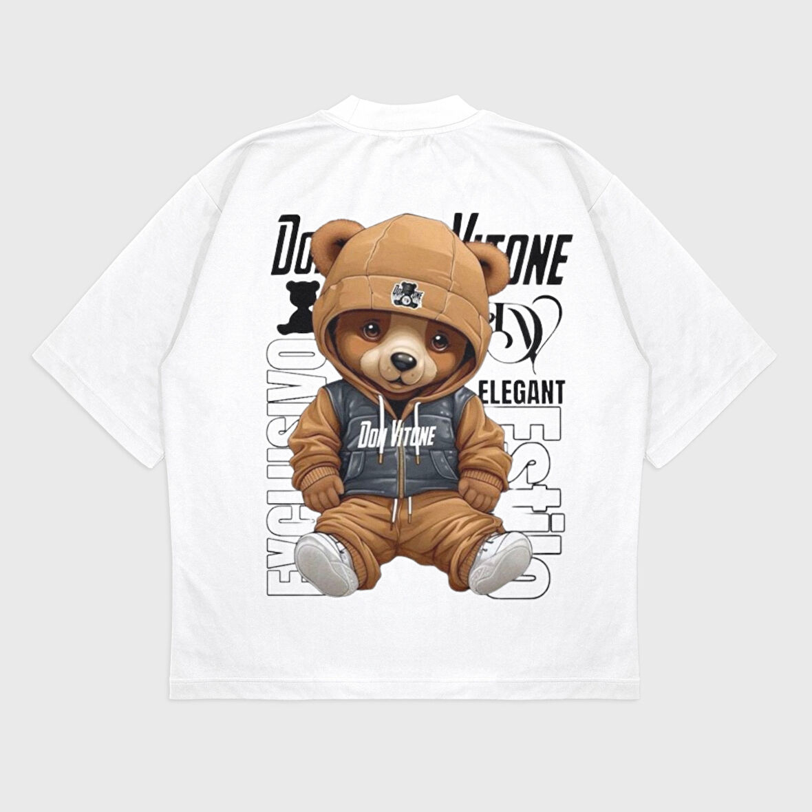 Oversize 'Don Vıtone' Baskılı Bisiklet Yaka T-Shırt