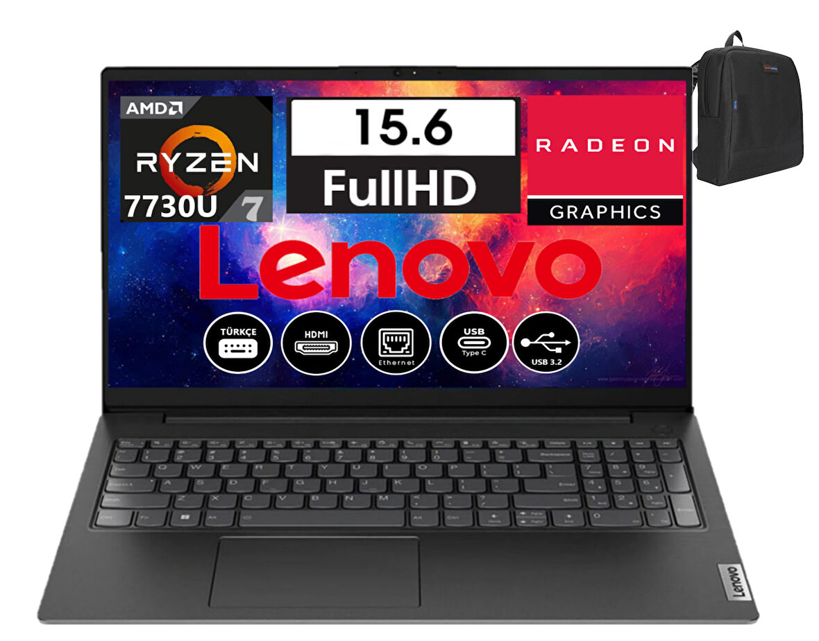 Lenovo V15 G4 Abp Amd Ryzen 7 7730U 8gb 256GB SSD 15.6 Fullhd WINDOWS11HOME Taşınabilir Bilgisayar V82YY001MTRH01+WEBLEGELSINÇANTA