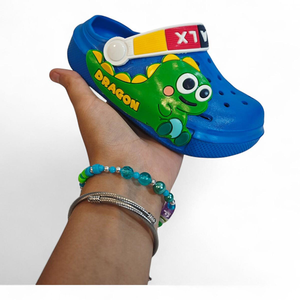 Calx 9043 Mavi Crks Dinazor Fifürlü Erkek Çocuk Havuz Plaj Terlik