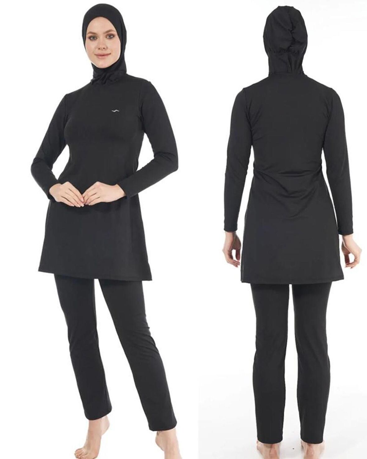 Estiva 22901 Siyah Tam Boy Düz Tesettür Mayo