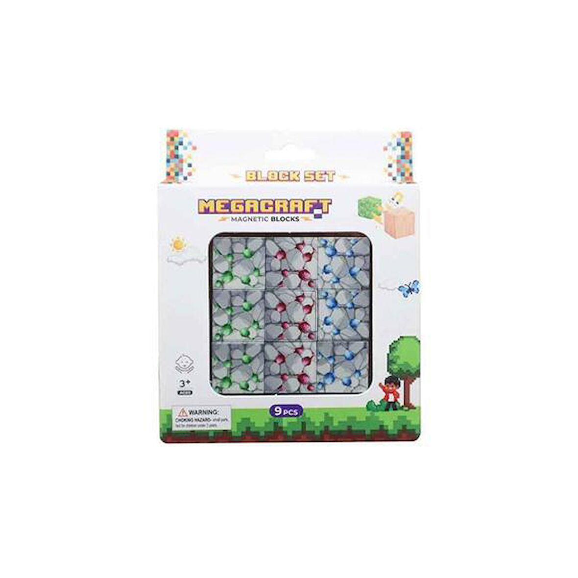 Megacraft Manyetik Bloklar Renkli Maden 9 Parça MC1413