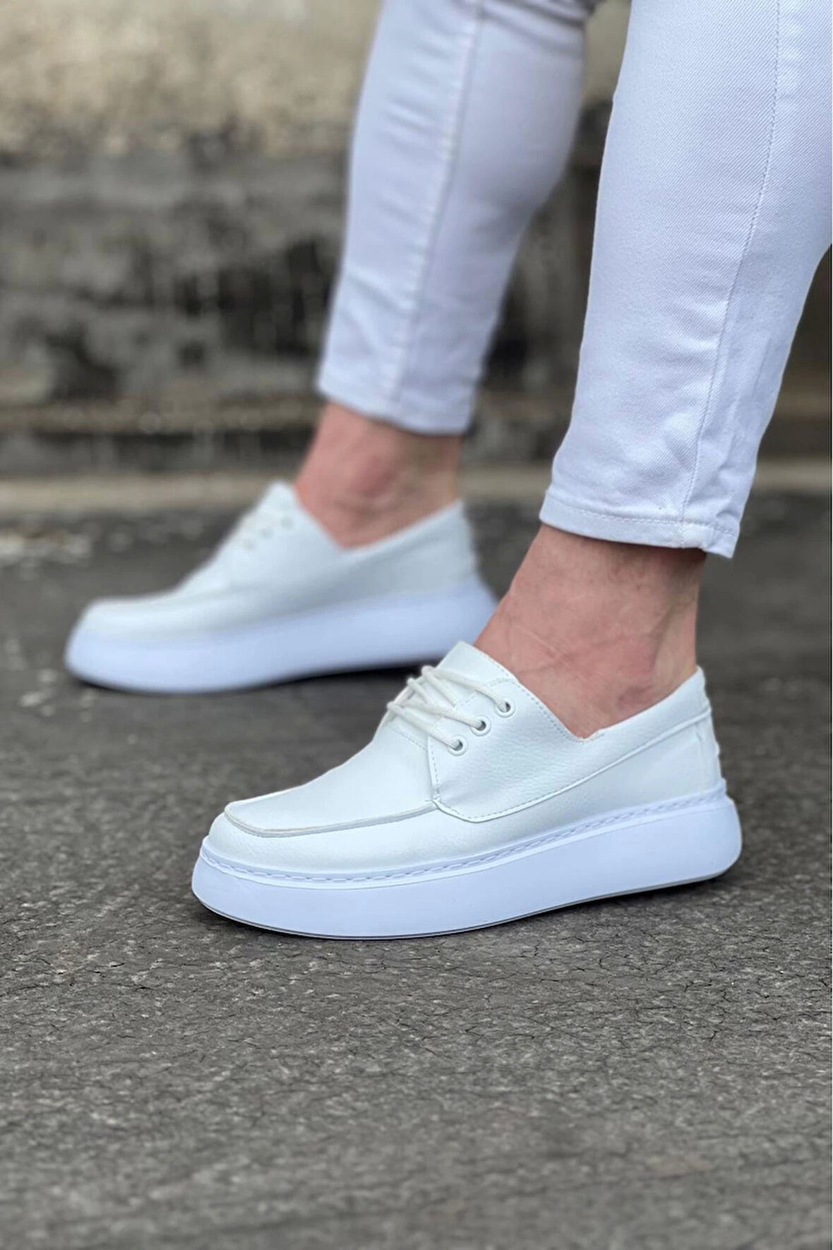 Terzi Bey Tb508 Beyaz Cilt Ortopedik Taban Erkek Casual Ayakkabı