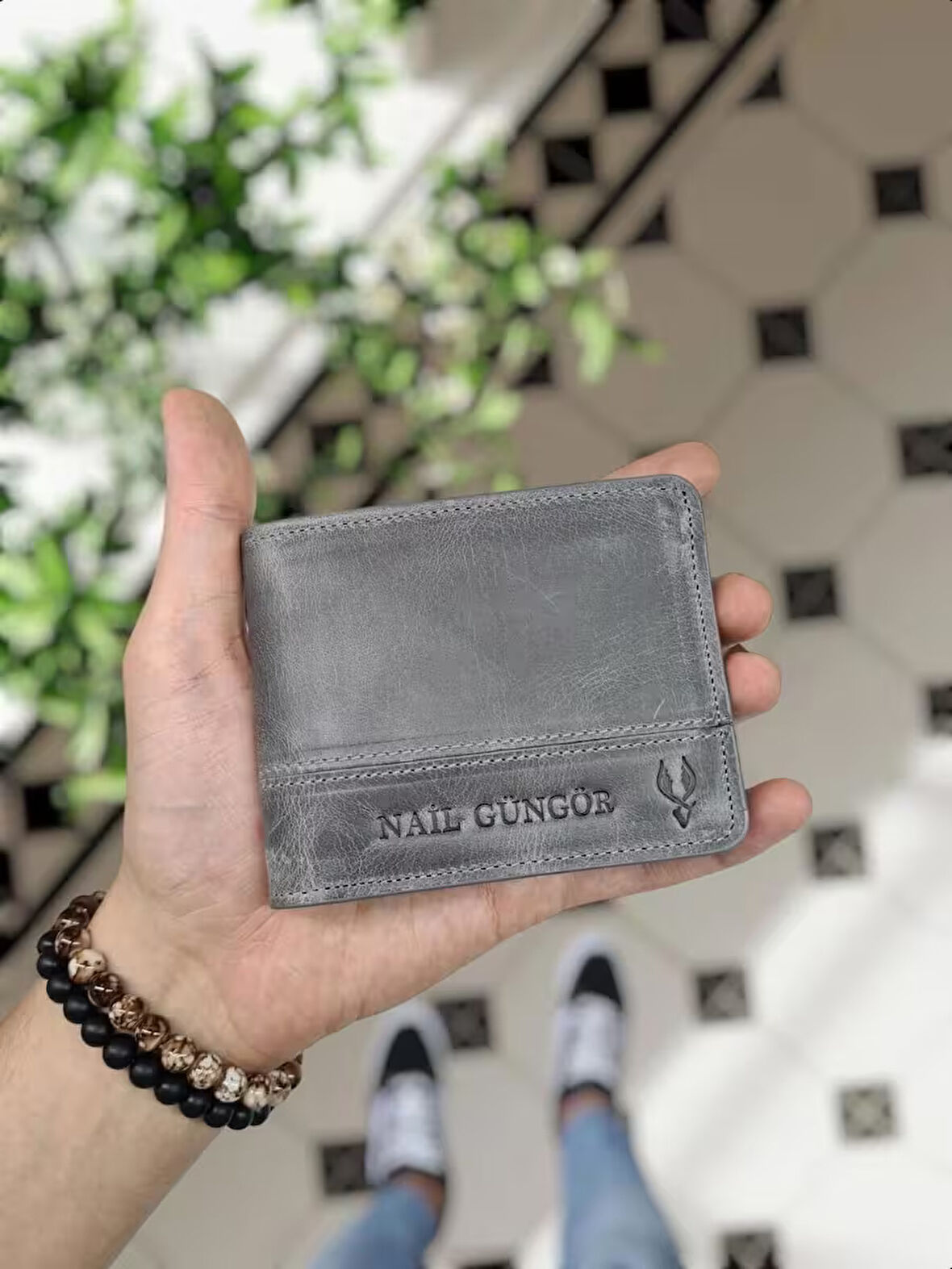 VİSSO 229 Siyah HAKİKİ DERİ İSME ÖZEL YAVRU GEÇME KARTLIKLI KADIN ERKEK CÜZDAN Çanta Erkek Kadın Gri