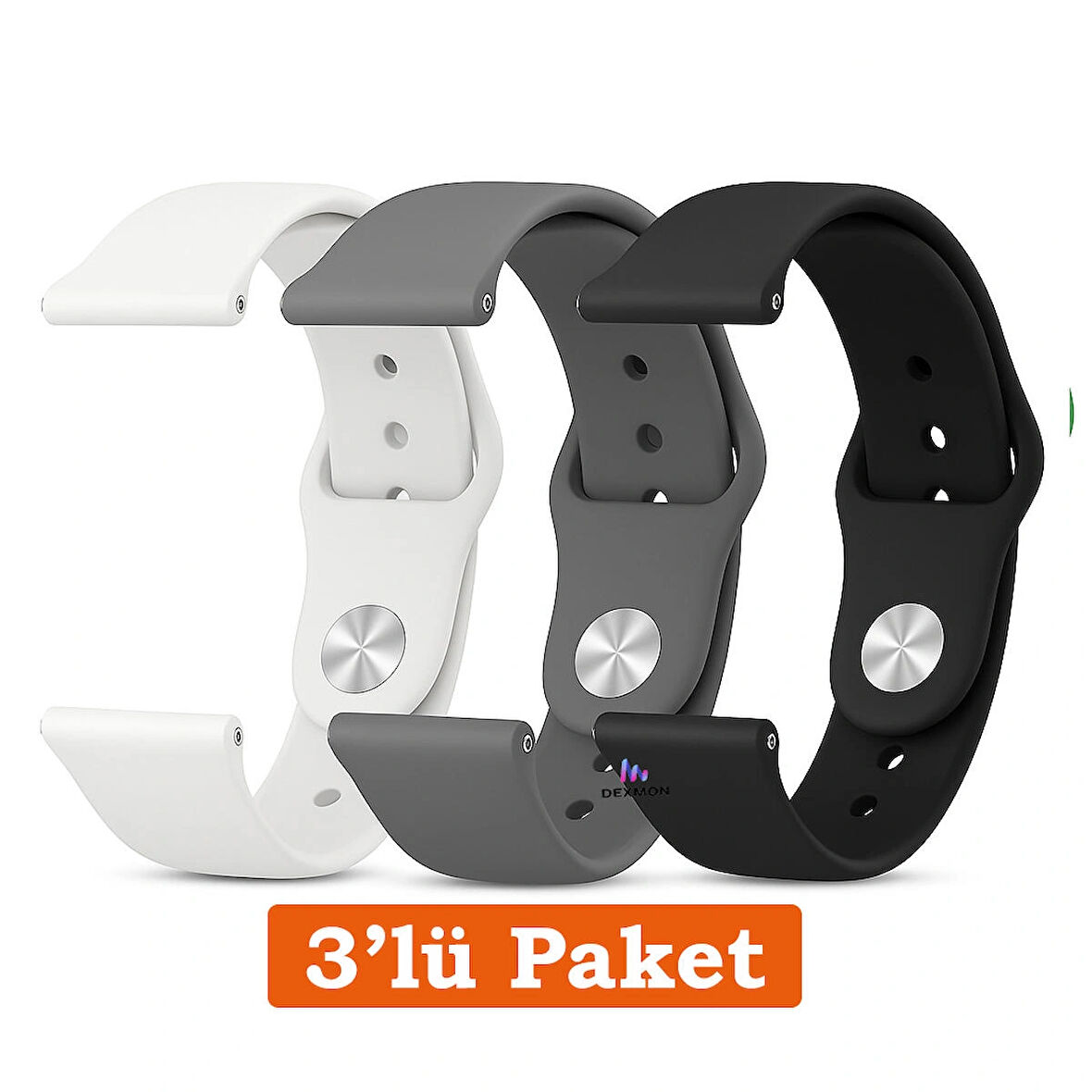 Huawei Watch 3 GT GT2 GT2e GT3 GT4 GT5 Pro SE Elite 46mm Uyumlu 22mm 3'lü Paket Silikon Kordon Seti
