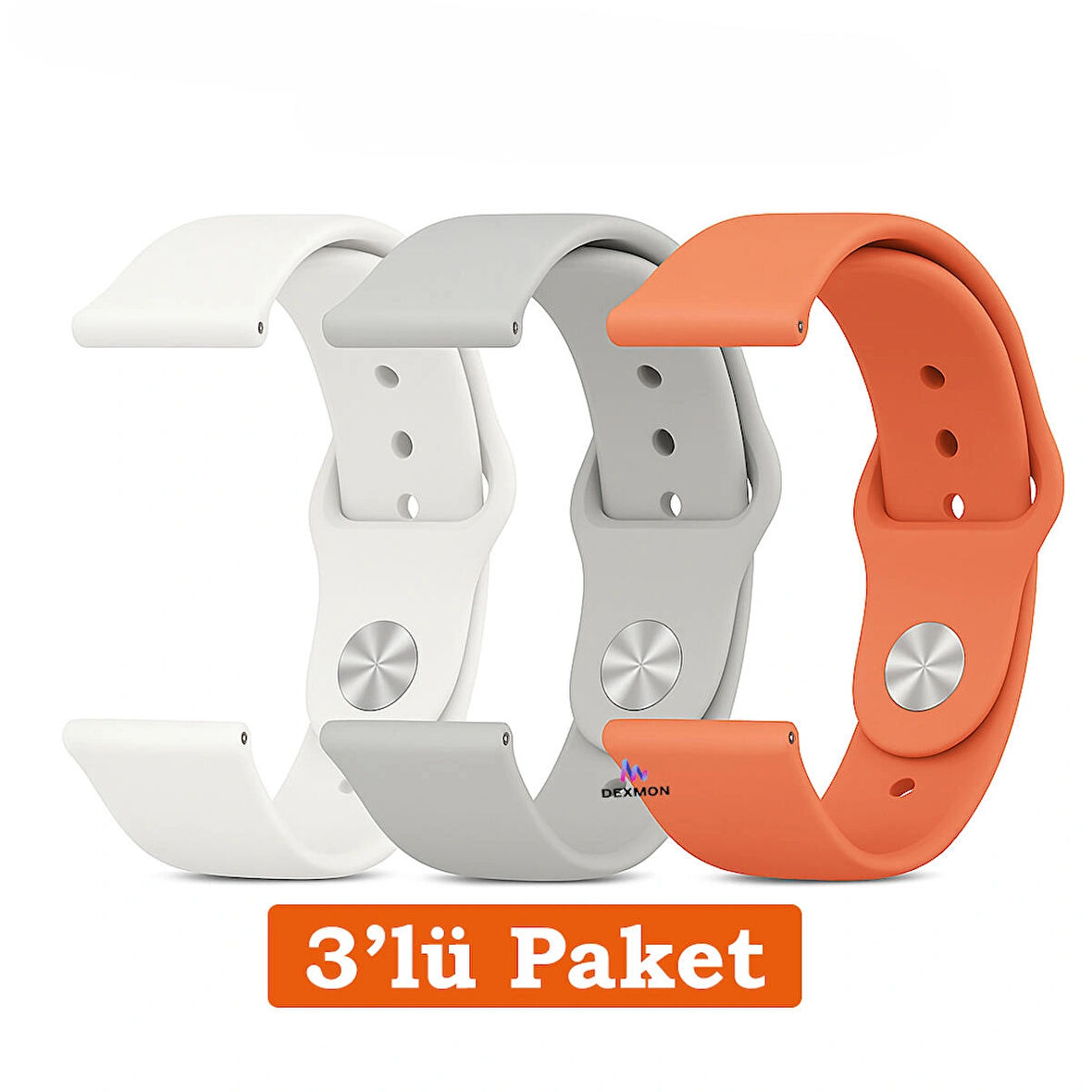 Huawei Watch 3 GT GT2 GT2e GT3 GT4 GT5 Pro SE Elite 46mm Uyumlu 22mm 3'lü Paket Silikon Kordon Seti